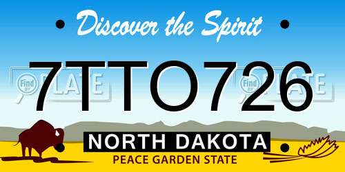 7TTO726 North Dakota License Plate