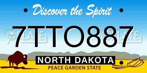 7TTO887 North Dakota License Plate