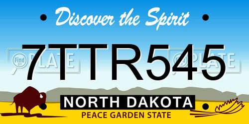 7TTR545 North Dakota License Plate