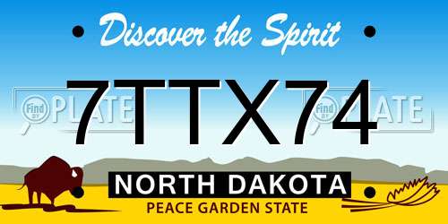 7TTX74 North Dakota License Plate