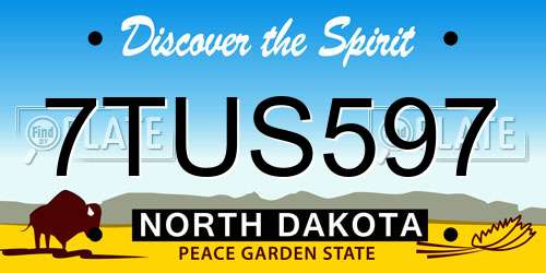 7TUS597 North Dakota License Plate