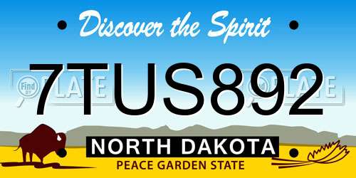 7TUS892 North Dakota License Plate