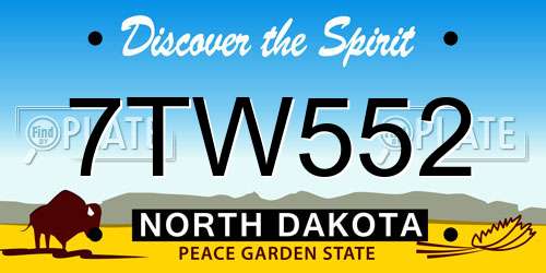 7TW552 North Dakota License Plate