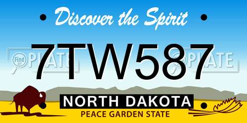 7TW587 North Dakota License Plate