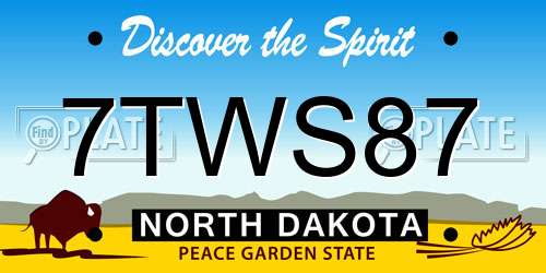 7TWS87 North Dakota License Plate