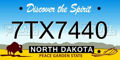 7TX7440 North Dakota License Plate