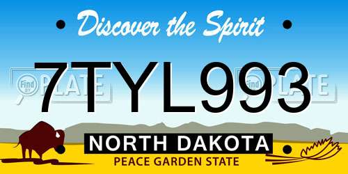 7TYL993 North Dakota License Plate