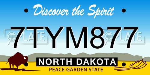 7TYM877 North Dakota License Plate