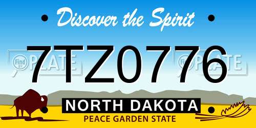 7TZ0776 North Dakota License Plate
