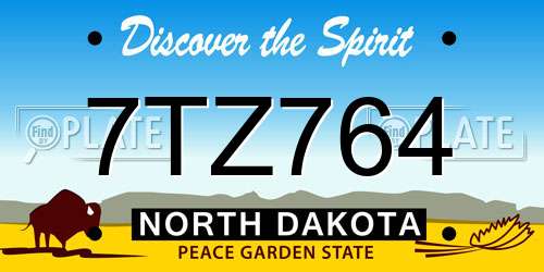 7TZ764 North Dakota License Plate
