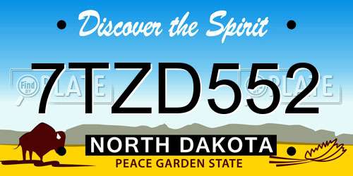 7TZD552 North Dakota License Plate