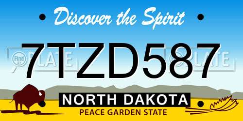 7TZD587 North Dakota License Plate