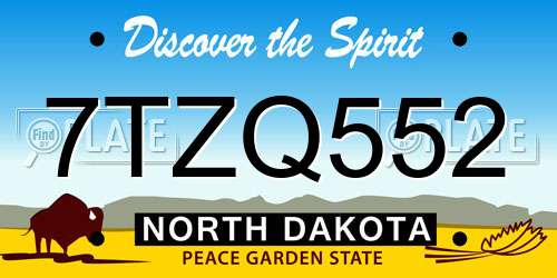 7TZQ552 North Dakota License Plate