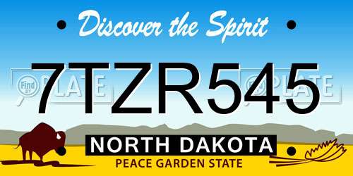 7TZR545 North Dakota License Plate