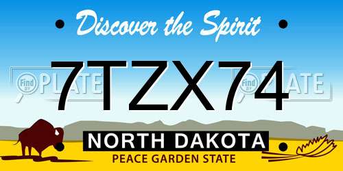 7TZX74 North Dakota License Plate