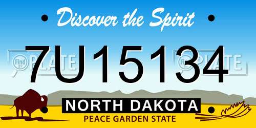 7U15134 North Dakota License Plate