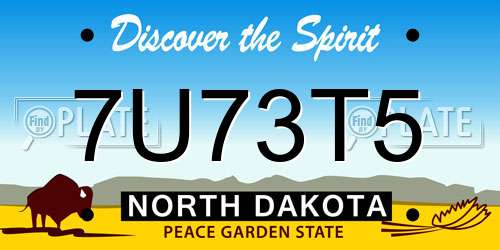 7U73T5 North Dakota License Plate