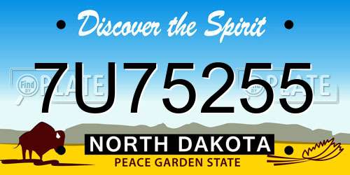 7U75255 North Dakota License Plate