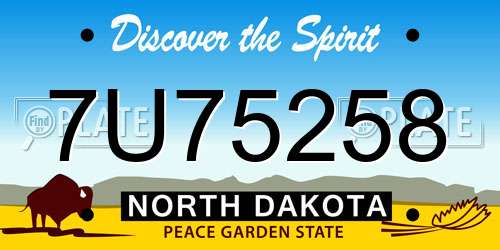 7U75258 North Dakota License Plate