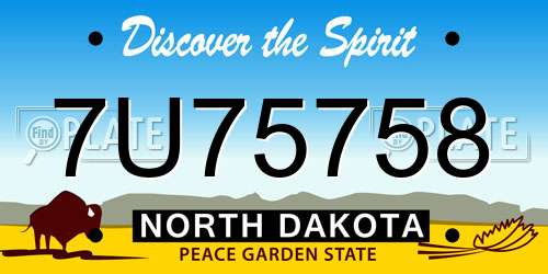 7U75758 North Dakota License Plate