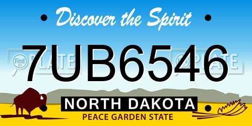 7UB6546 North Dakota License Plate