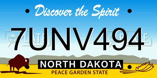 7UNV494 North Dakota License Plate