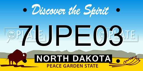 7UPE03 North Dakota License Plate