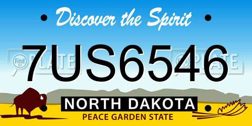 7US6546 North Dakota License Plate