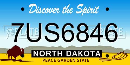 7US6846 North Dakota License Plate