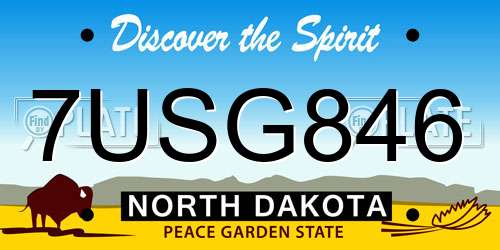 7USG846 North Dakota License Plate