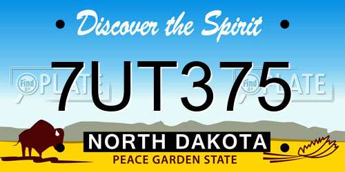 7UT375 North Dakota License Plate