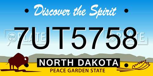 7UT5758 North Dakota License Plate