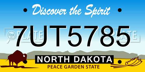 7UT5785 North Dakota License Plate