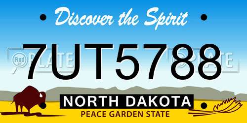 7UT5788 North Dakota License Plate