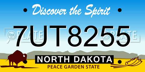 7UT8255 North Dakota License Plate