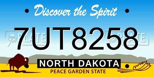 7UT8258 North Dakota License Plate