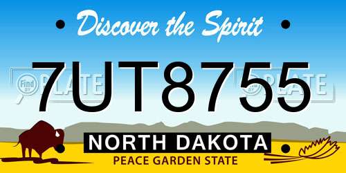 7UT8755 North Dakota License Plate