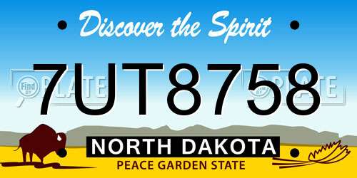7UT8758 North Dakota License Plate