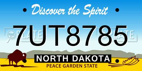 7UT8785 North Dakota License Plate