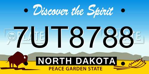 7UT8788 North Dakota License Plate