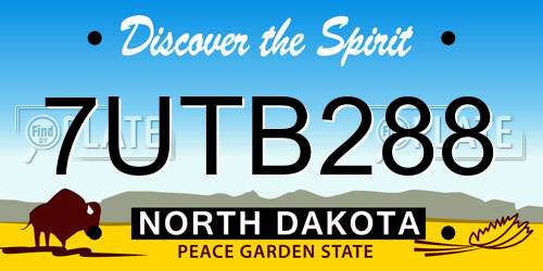 7UTB288 North Dakota License Plate