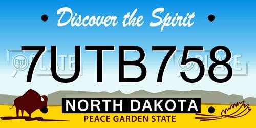 7UTB758 North Dakota License Plate