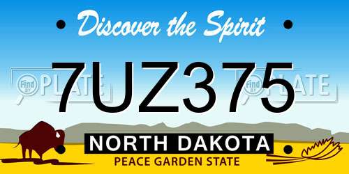 7UZ375 North Dakota License Plate