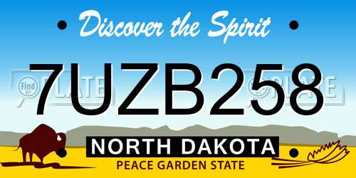 7UZB258 North Dakota License Plate