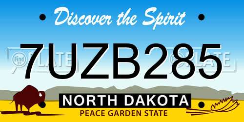 7UZB285 North Dakota License Plate
