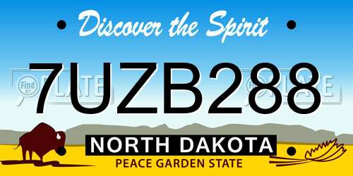 7UZB288 North Dakota License Plate