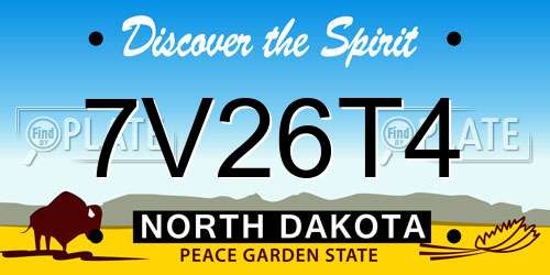 7V26T4 North Dakota License Plate