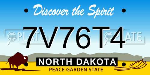 7V76T4 North Dakota License Plate