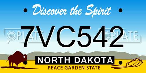 7VC542 North Dakota License Plate