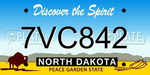 7VC842 North Dakota License Plate